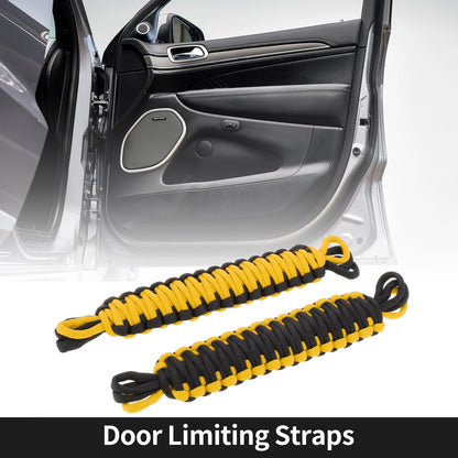 2 x Door Limiting Straps for Jeep Wrangler TJ JK JKU (2007-2018) Black Yellow