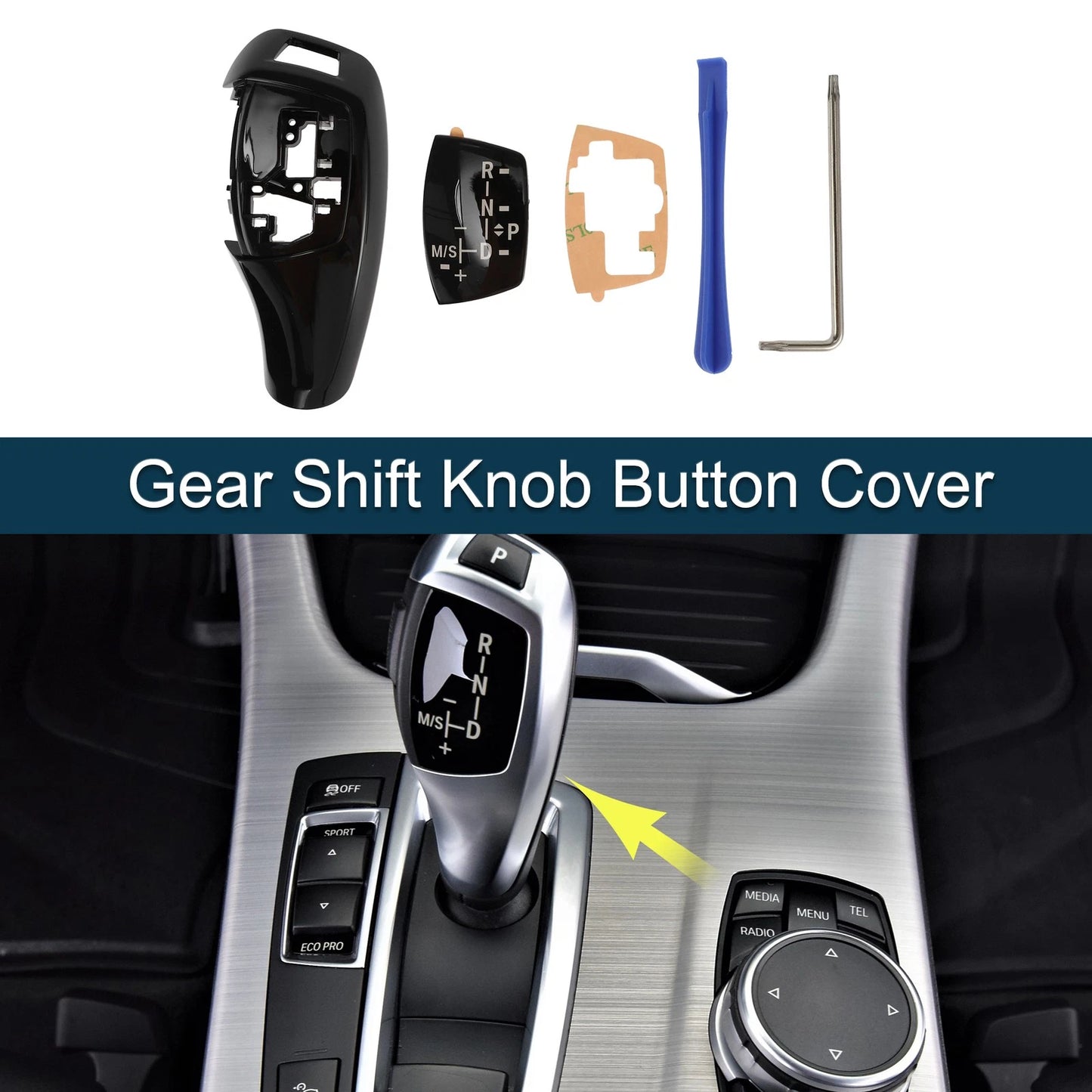 Black Gear Shift Knob Button Cover for BMW 1 Series F20 F21 (2011-2019)