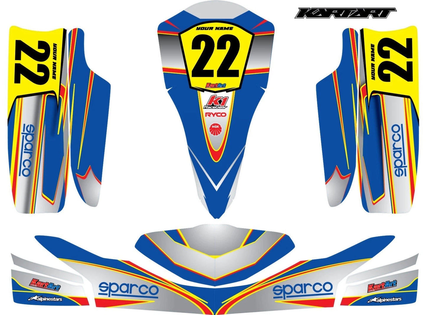 APEX STYLE Decals Stickers for Tony Kart OTK Cadet Rookie (2010-2014)