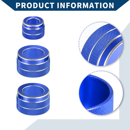 AC Radio Volume Control Switch Knob Cover Ring for BMW F10 (2011 - 2016) Blue 3 Pcs