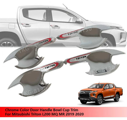 4 x Door Bowl Cup Handle Covers Chrome for Mitsubishi L200 Triton (2019-2020)