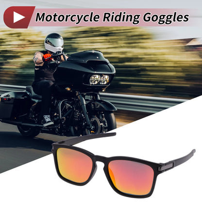 Motorcycle Riding Goggles Red Lens Black Frame PC Cycling Sunglasses UV400