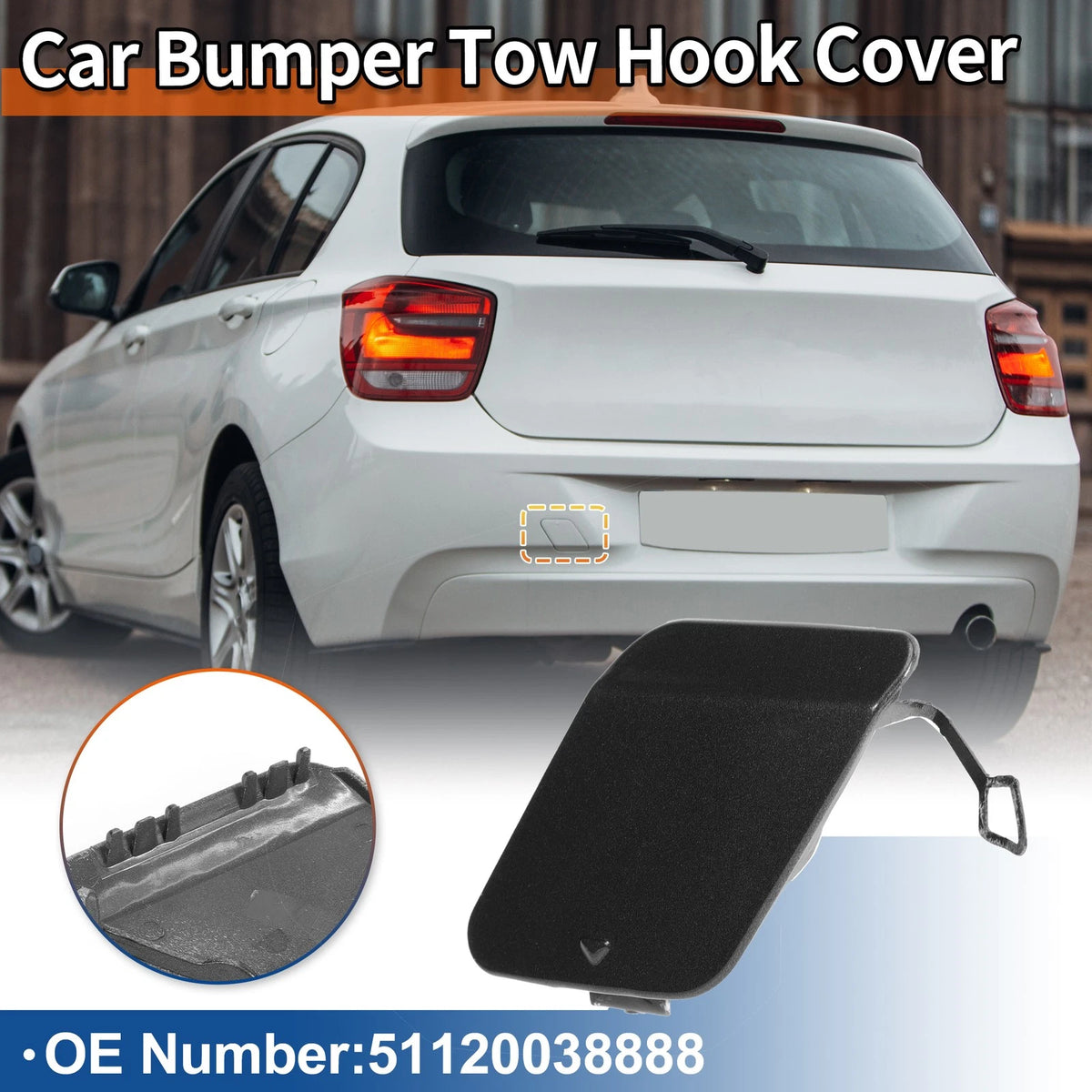 Rear Tow Hook Cover for BMW 1 Series F20 (2011-2019) - Mineral Grey