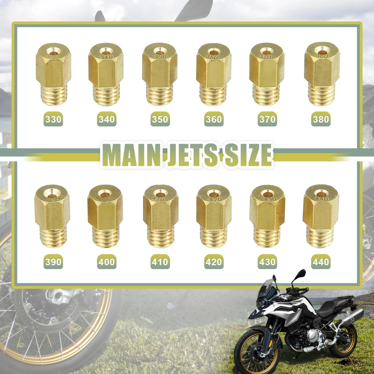 12 x Main Jets for Motorcycle Carburetor VM20 VM22 VM38 TM24
