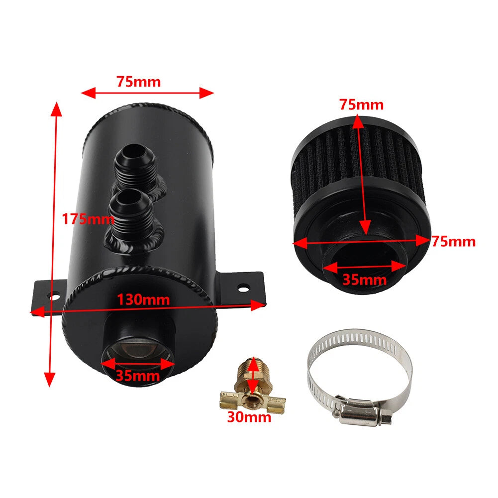 Baffled Oil Catch Can 750ml with Breather Filter for Make & Model