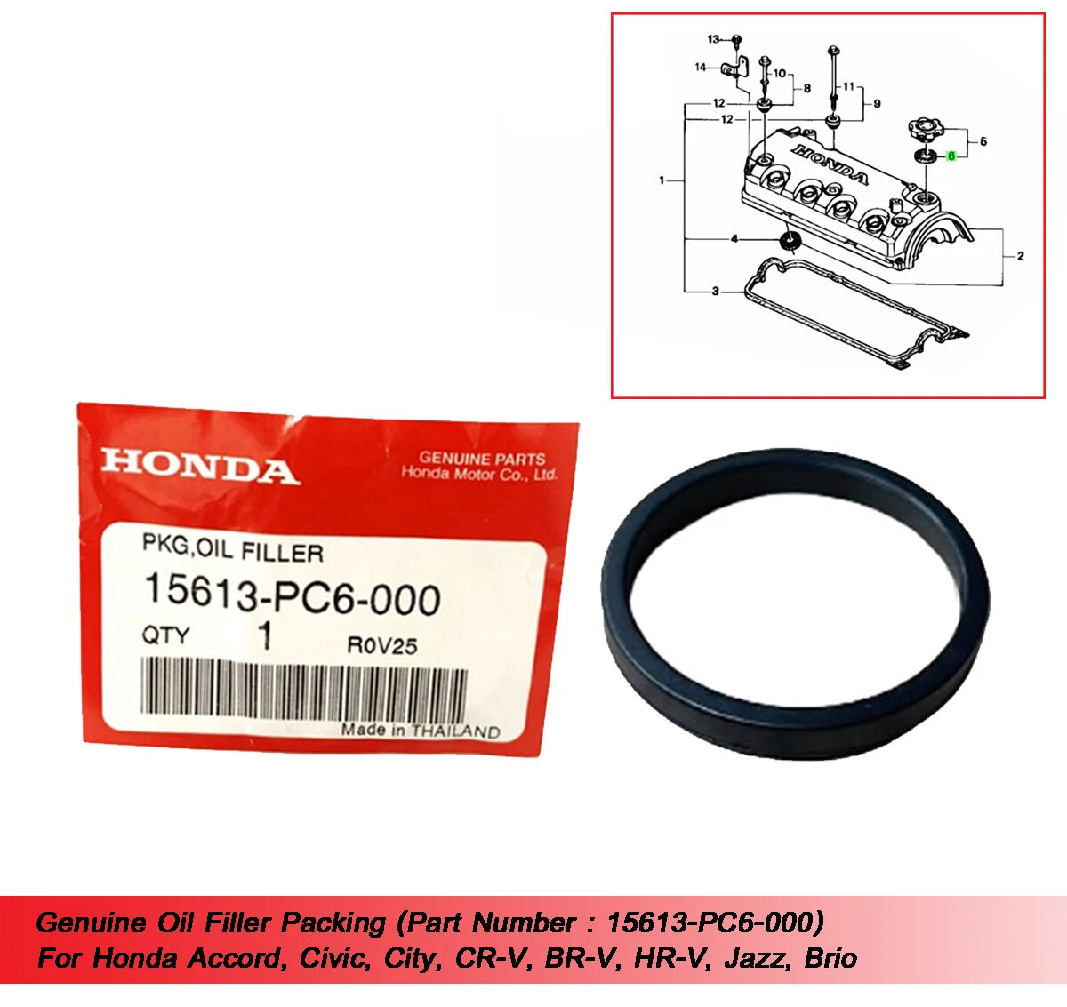 Oil Filler Cap for Honda Accord, Civic, City, CRV, BRV, HRV (2016-2023)