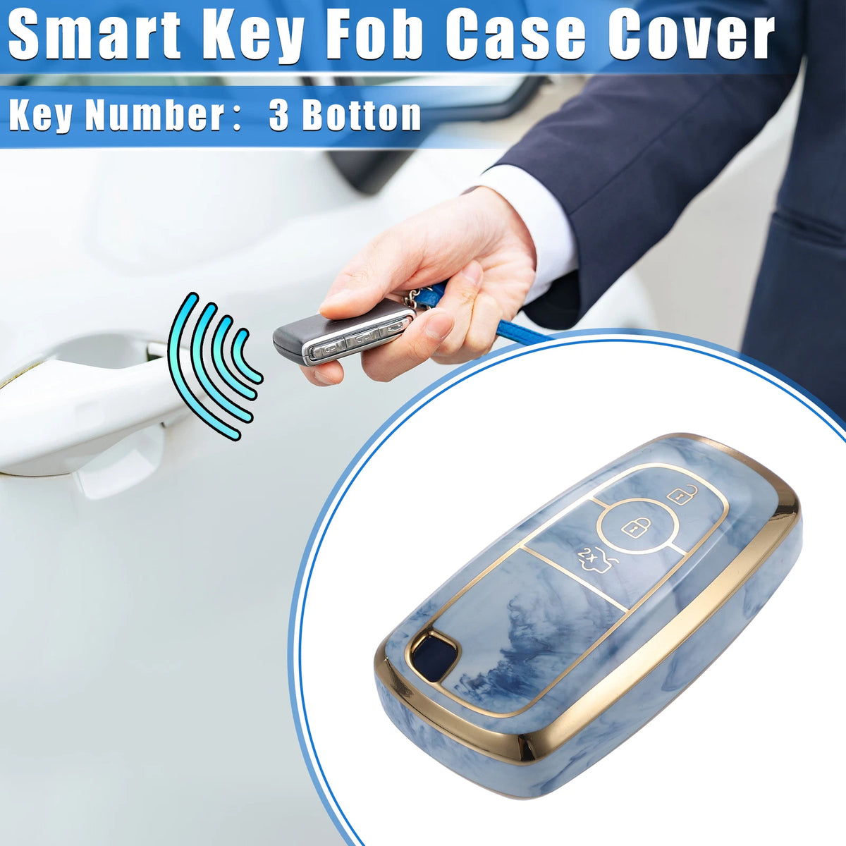 3 x Button TPU Key Fob Cover Case for Ford Explorer, Ecosport, Mustang