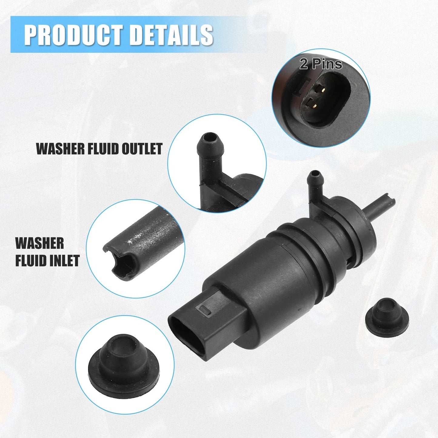 Windshield Washer Motor Pump for Honda Pilot (2009-2011) with Grommet