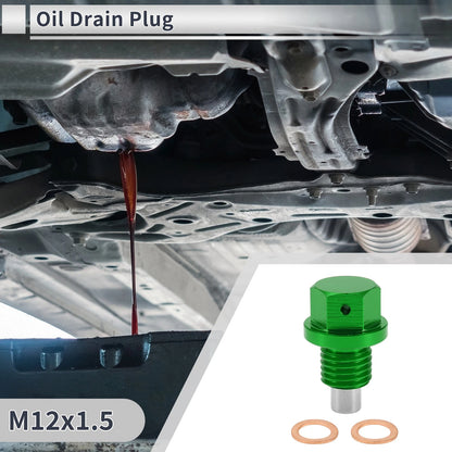 Set M12x1.5 Engine Oil Drain Plug with Gasket for Car Motorcycle Boat Green