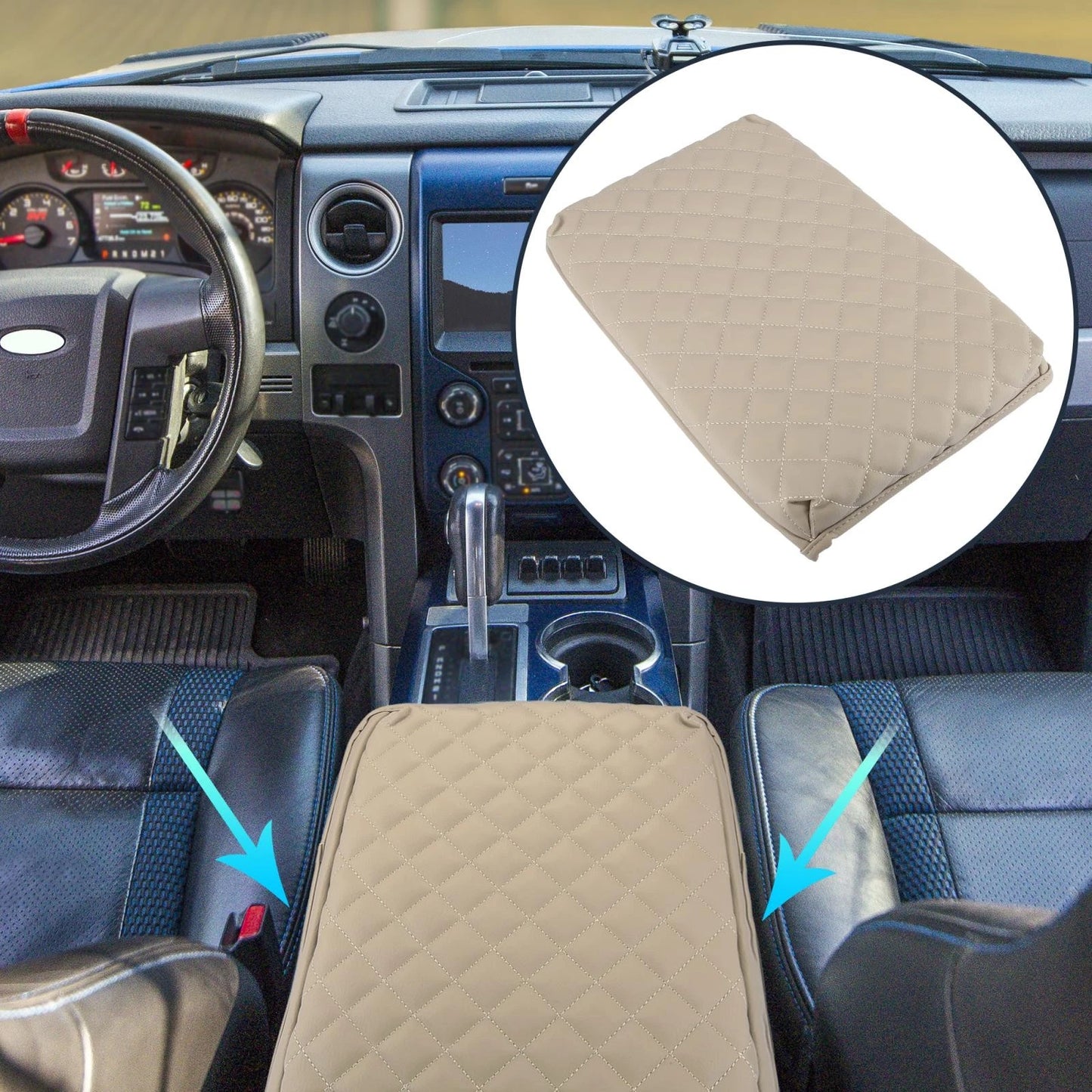 Center Console Lid Armrest Cover for Ford F-150 (2009-2014) Beige