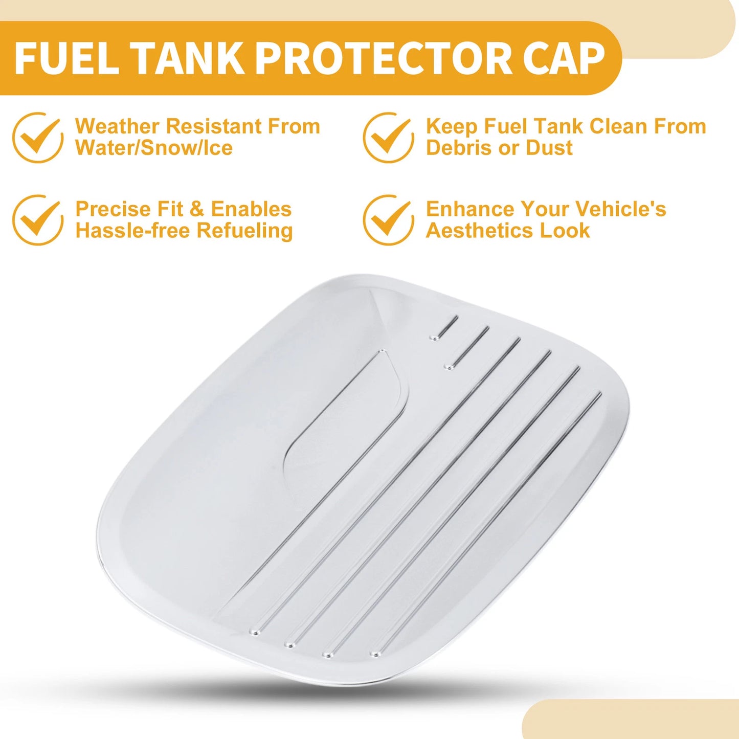 Fuel Tank Door Cap for Ford Explorer 2020-2025 Gas Tank Flap Chrome Silver