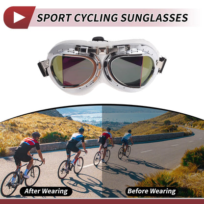 1Pc Motorcycle Riding Goggles Lens White Frame PU Sponge for Motorcycle