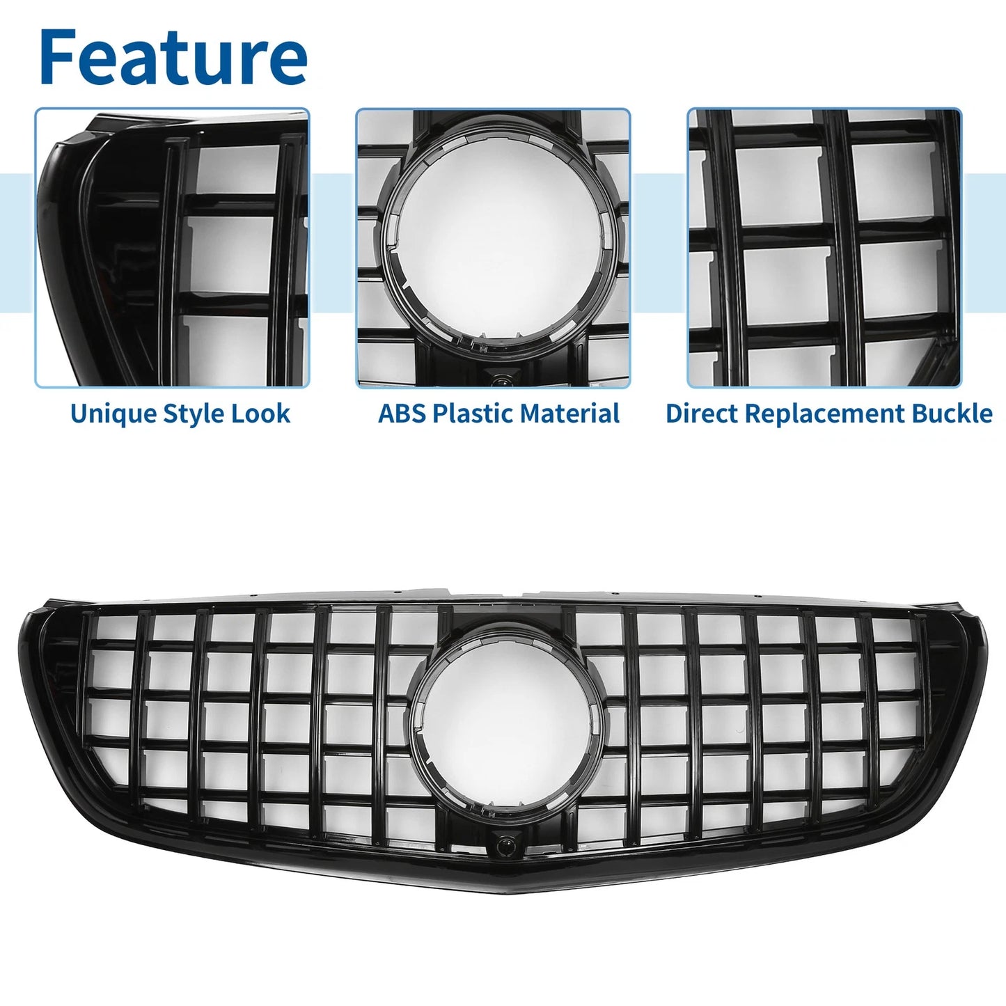 Front Upper Bumper Grille for Mercedes-Benz V-Class W477A (2020) Glossy Black