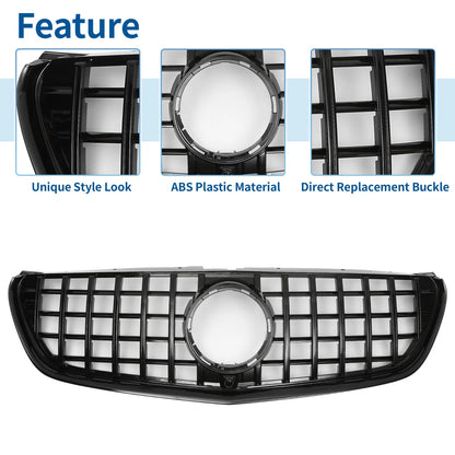 Front Upper Bumper Grille for Mercedes-Benz V-Class W477A (2020) Glossy Black