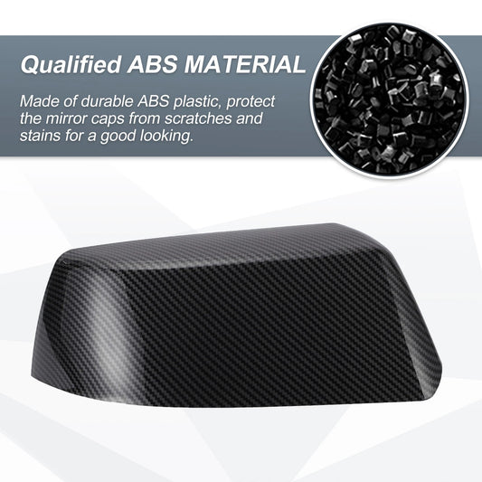 1x Rearview Mirror Cover Cap Black Carbon Fiber for Cadillac & Chevrolet