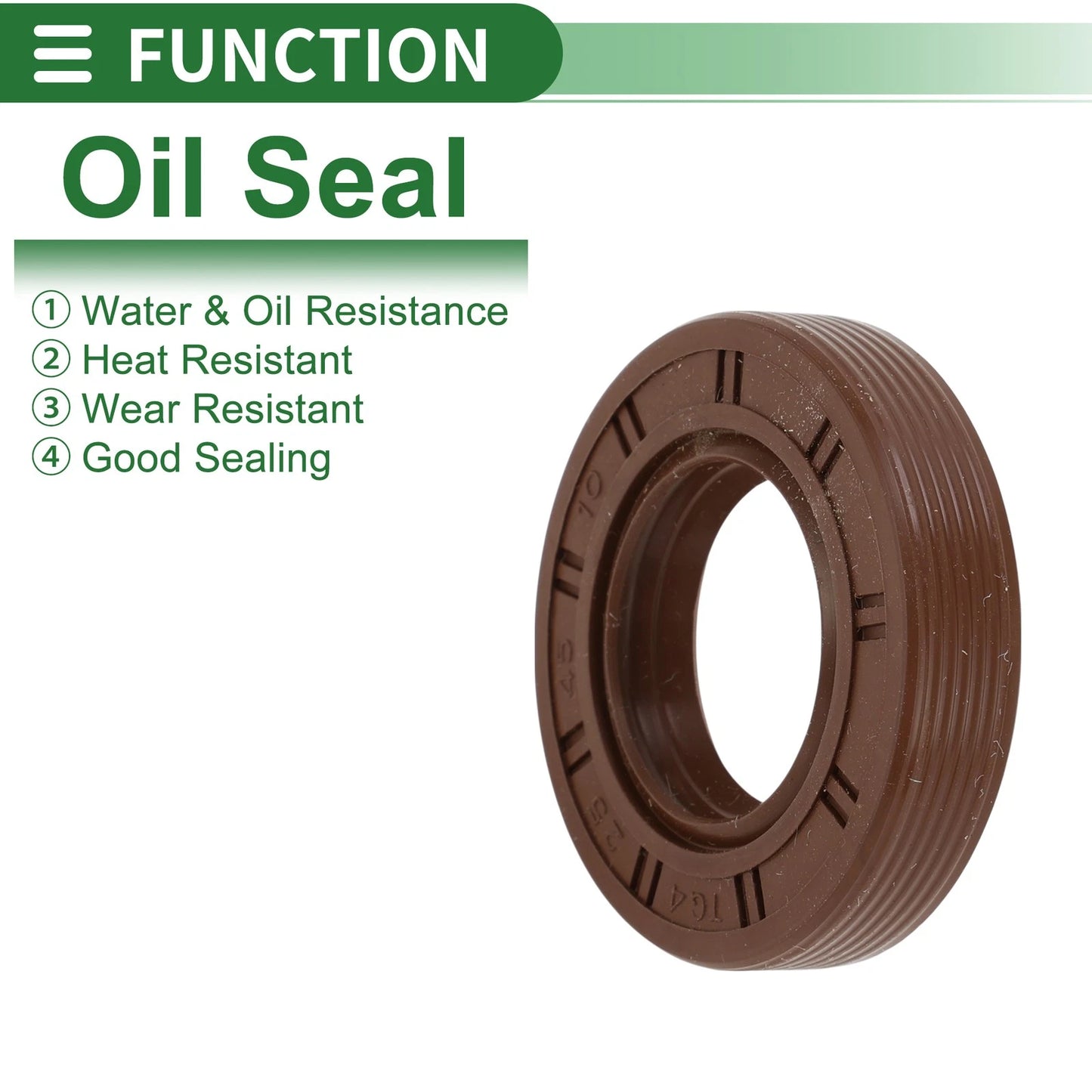 Oil Seal 25x45x10mm FKM Rubber High-Pressure Brown 5 Pcs for Vehicle