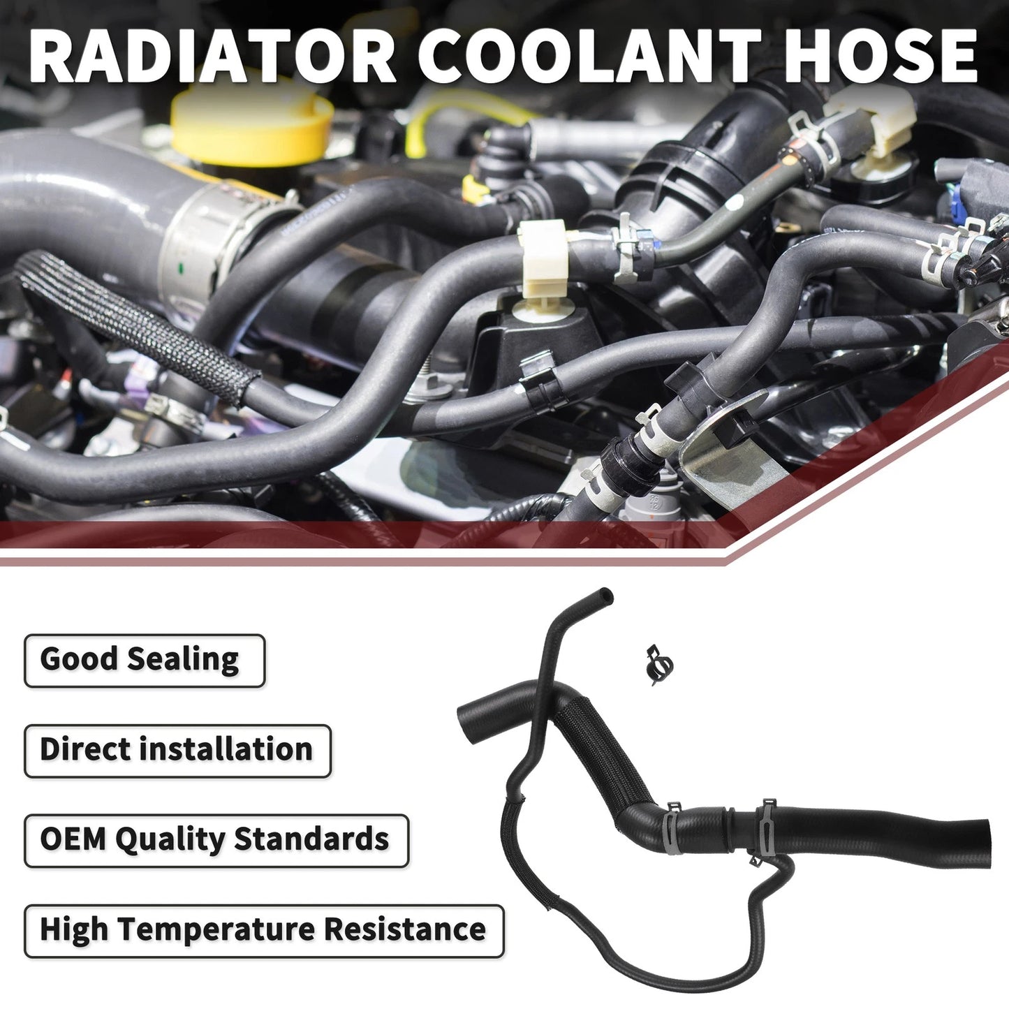 Radiator Coolant Hose 2.0L for Ford Edge (2012-2015) - Black 1 Pcs