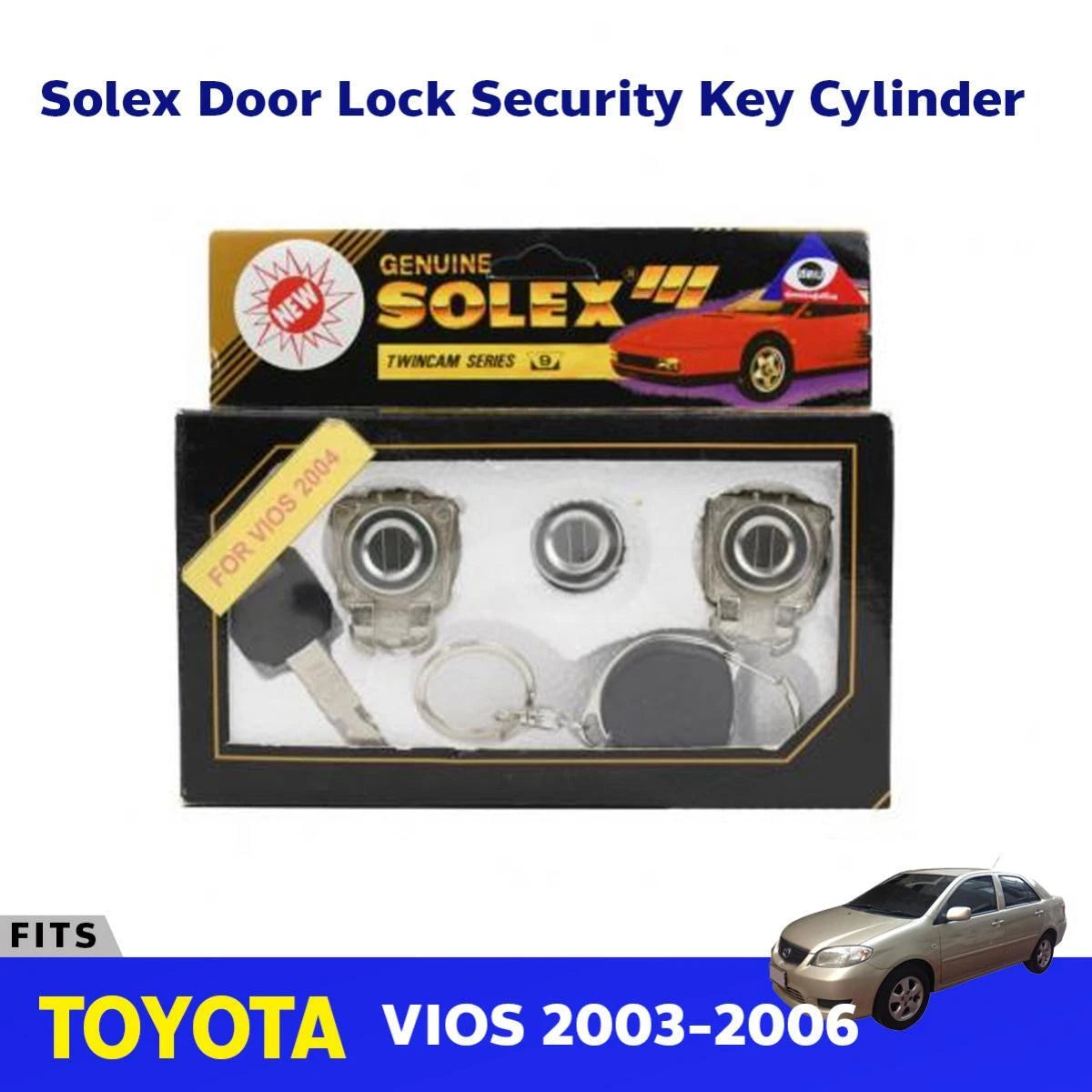 Solex Door Lock Key Cylinder Set Fit Toyota Vios Yaris Belta Sedan 2003-06 D06
