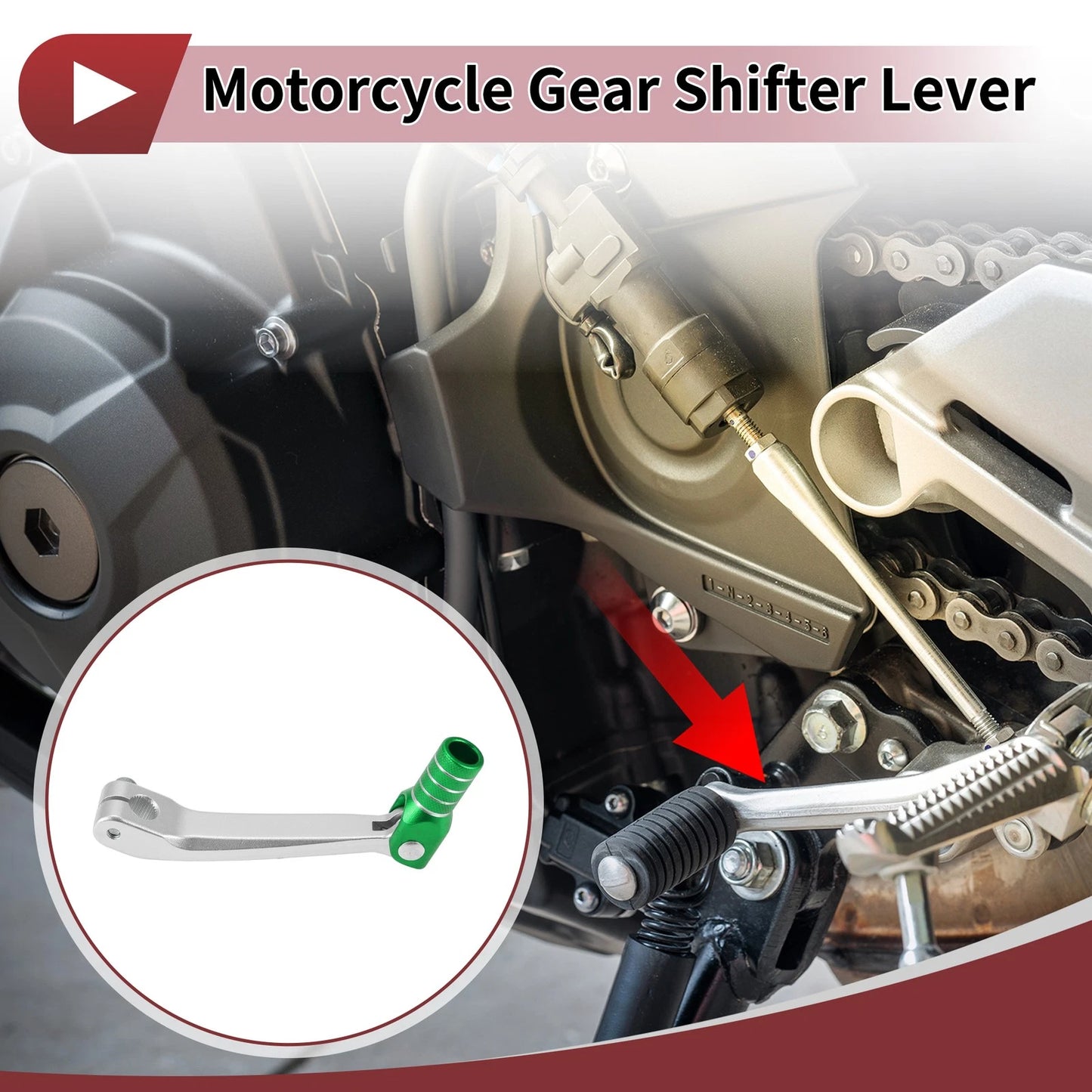 Shifter Lever for Honda CRF150F 2003-2017 - Silver Tone Green
