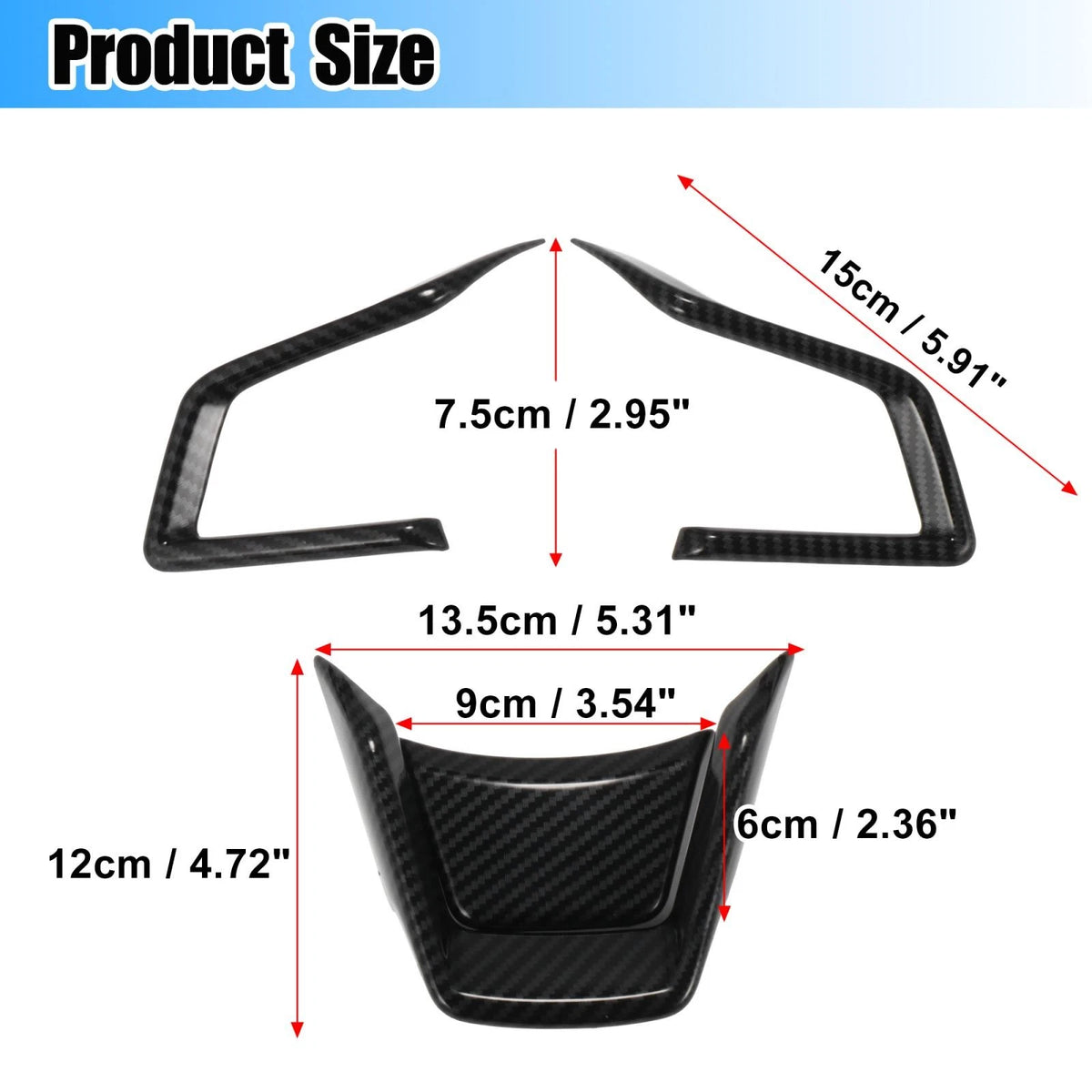 Black Inner Steering Wheel Cover Trim Set for Subaru Forester Ascent (2019-2021)