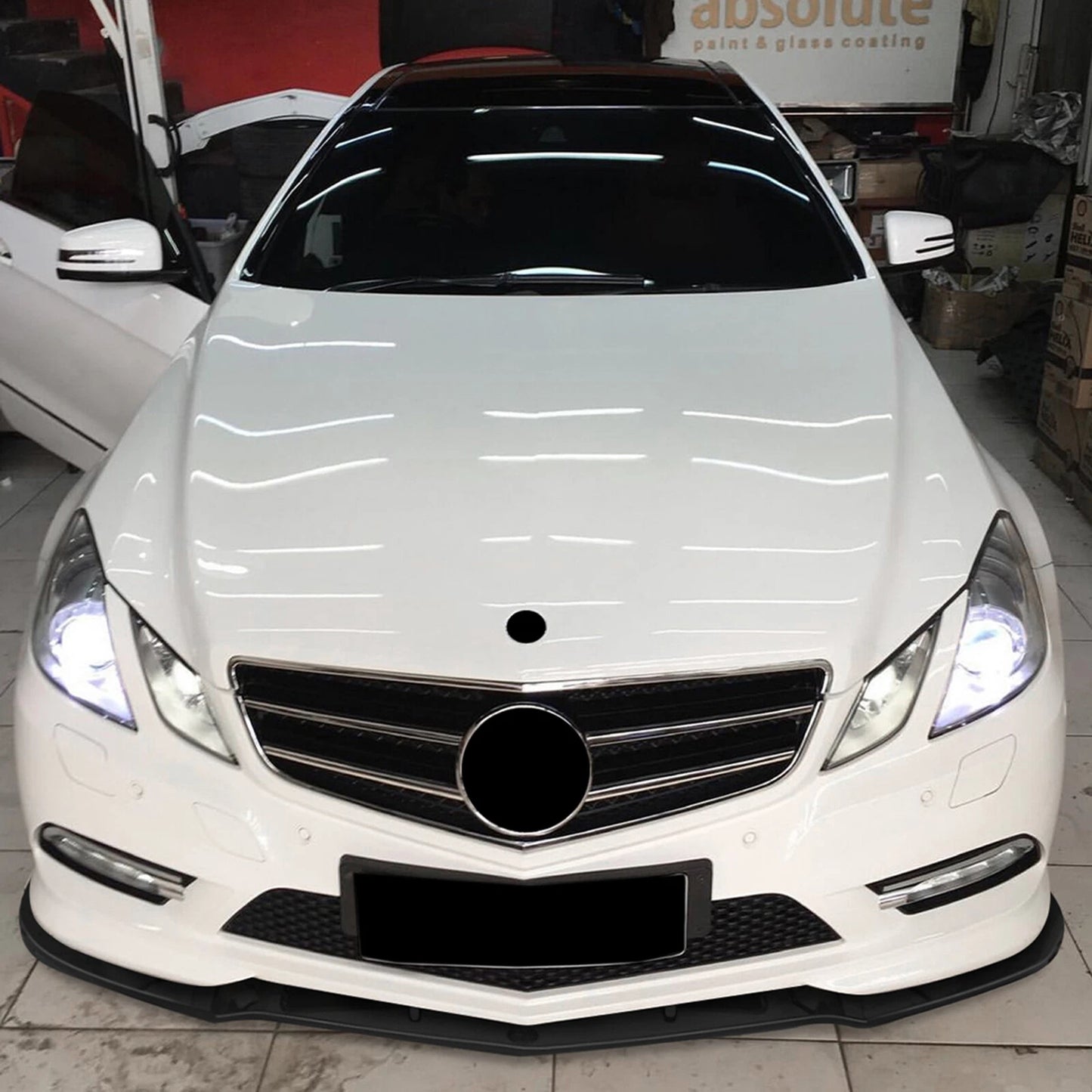Gloss Black Front Bumper Spoiler Lip for Benz E Coupe C207 (2009-2012)