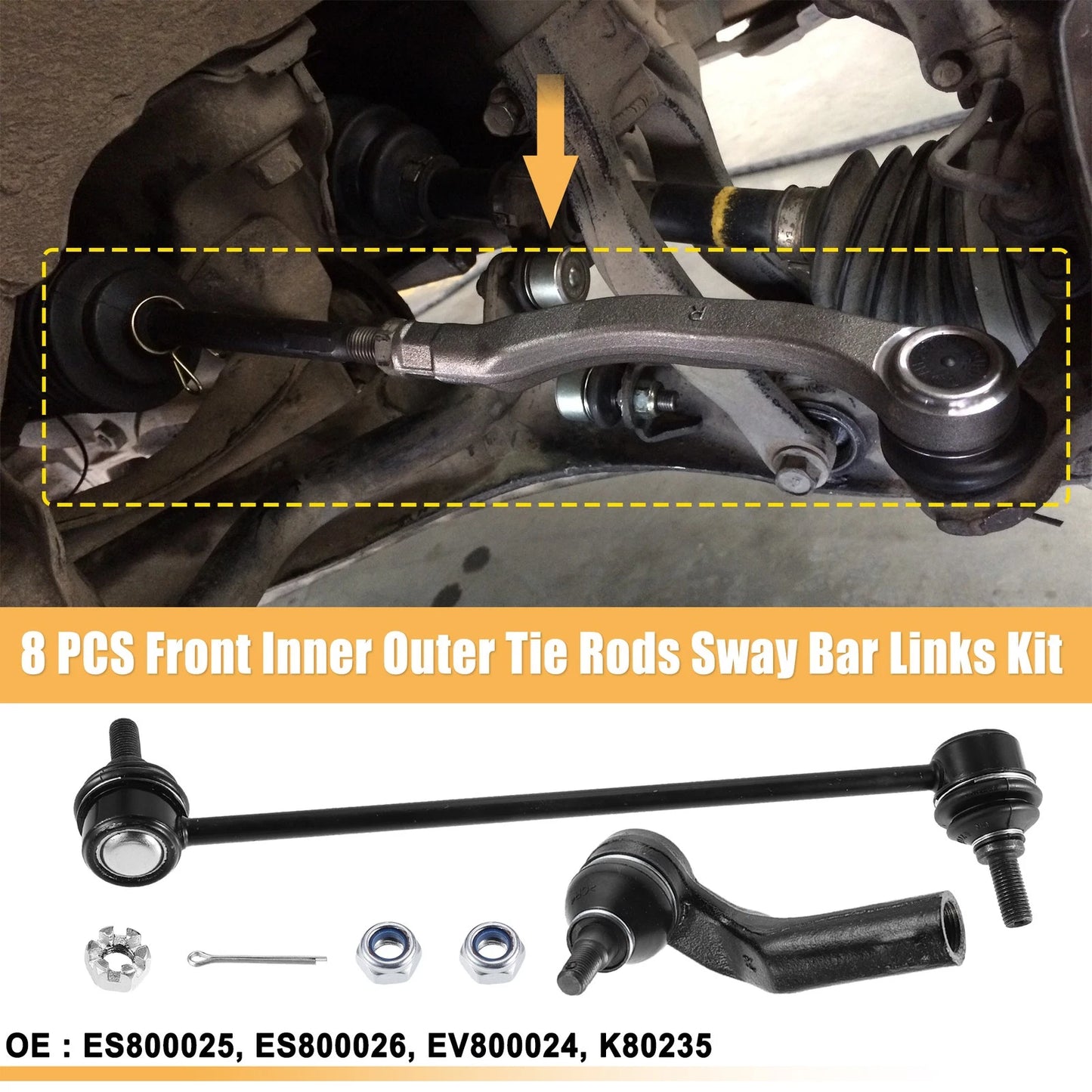 8pcs Front Outer Tie Rod Ends for Mazda 3 (2004-2009)