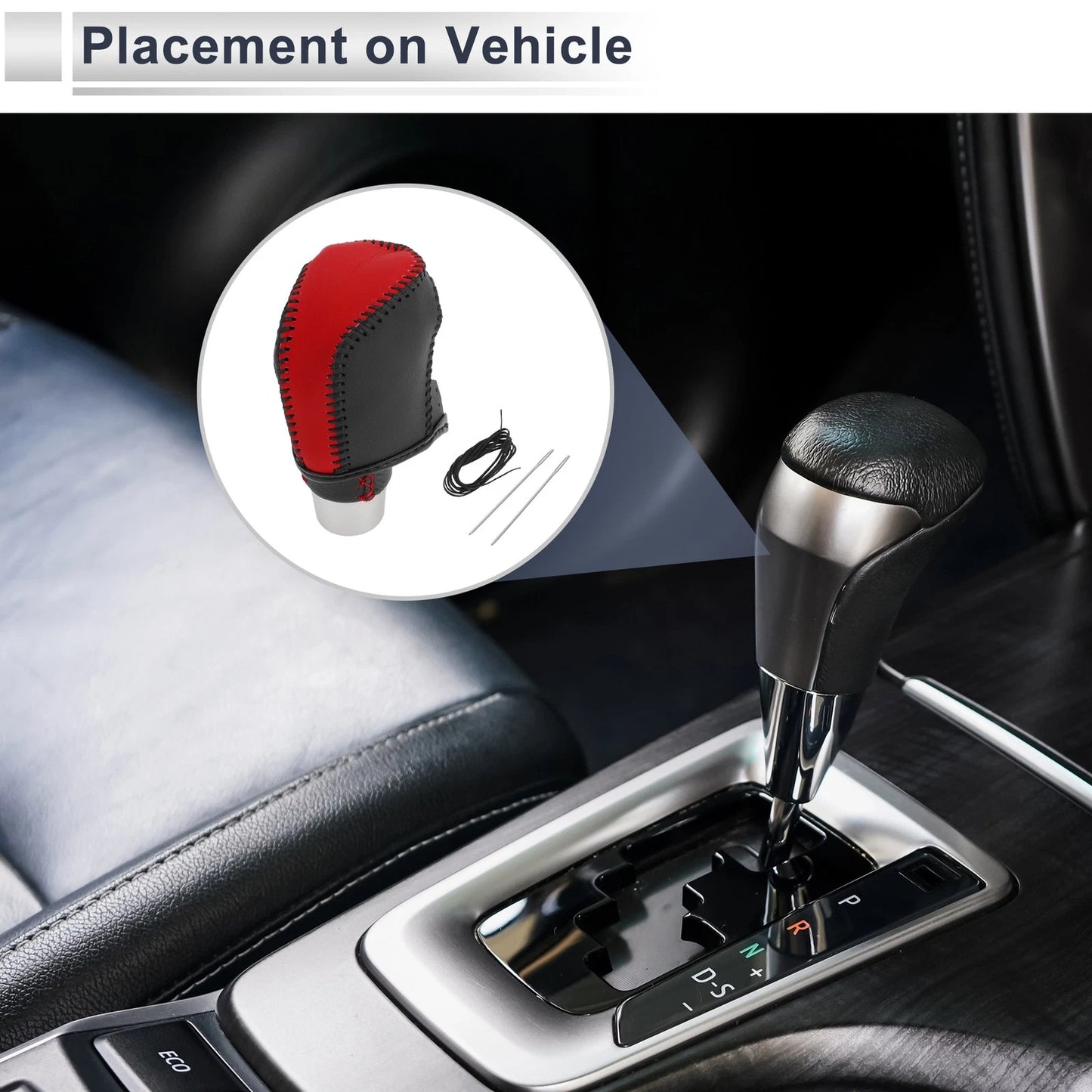 1 Pc Car Gear Shift Knob Cover Red Black Faux Leather for Toyota Camry (2019–2022)