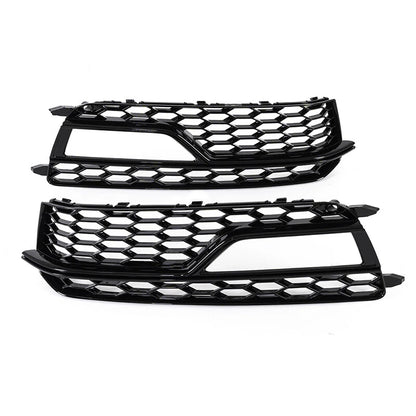 Black Front Bumper Fog Light Grilles Covers for 2013-2016 Audi A5 S-Line S5