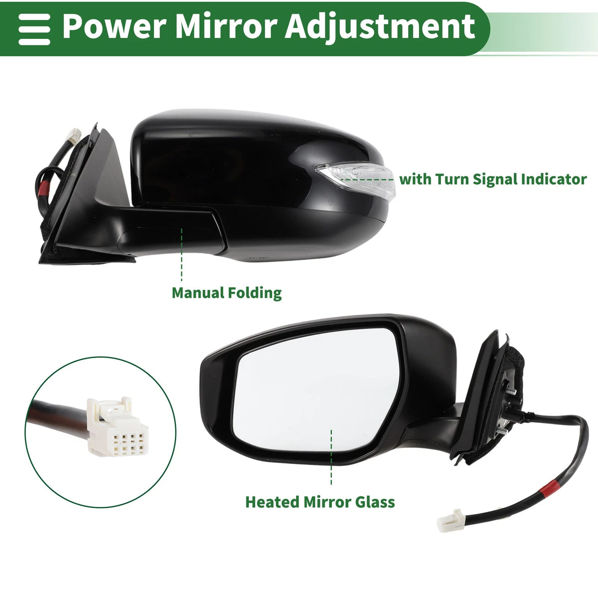 Left Side Door Mirror for Nissan Altima 2013-2018 Manual Folding Black