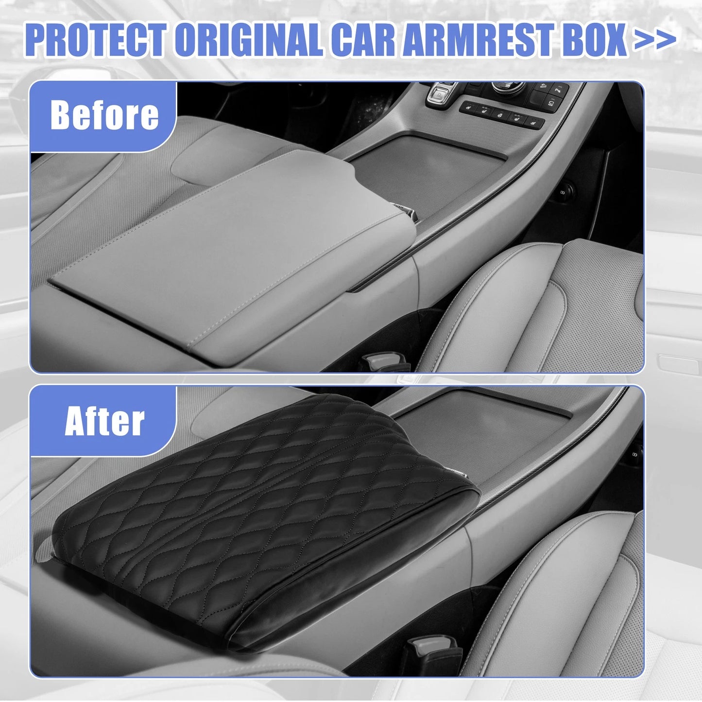Armrest Cushion Cover for Hyundai Palisade 2020-2022 - Faux Leather Black