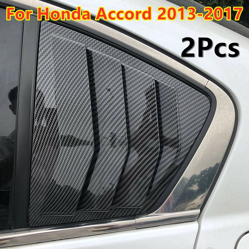 2 x Carbon Fiber Rear Window Quarter Louver Cover Trim for Honda Accord (2013–2017)