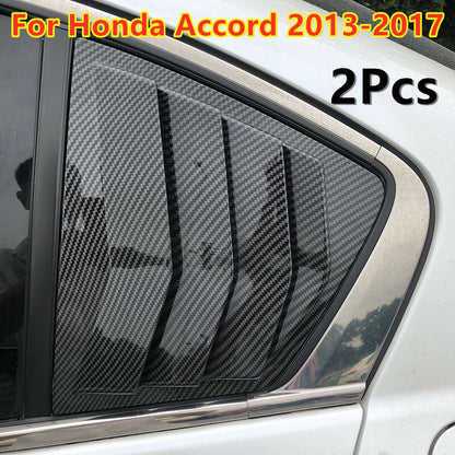2 x Carbon Fiber Rear Window Quarter Louver Cover Trim for Honda Accord (2013–2017)