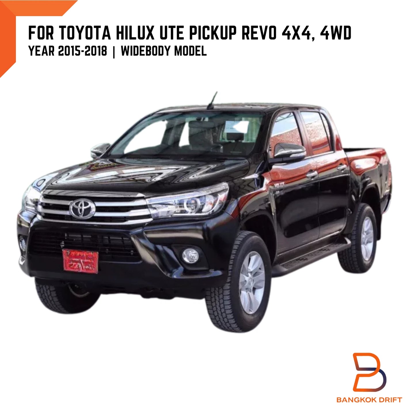 6" Matte Black Fender Flares for Toyota Hilux Ute Revo SR5 (2015-2018)