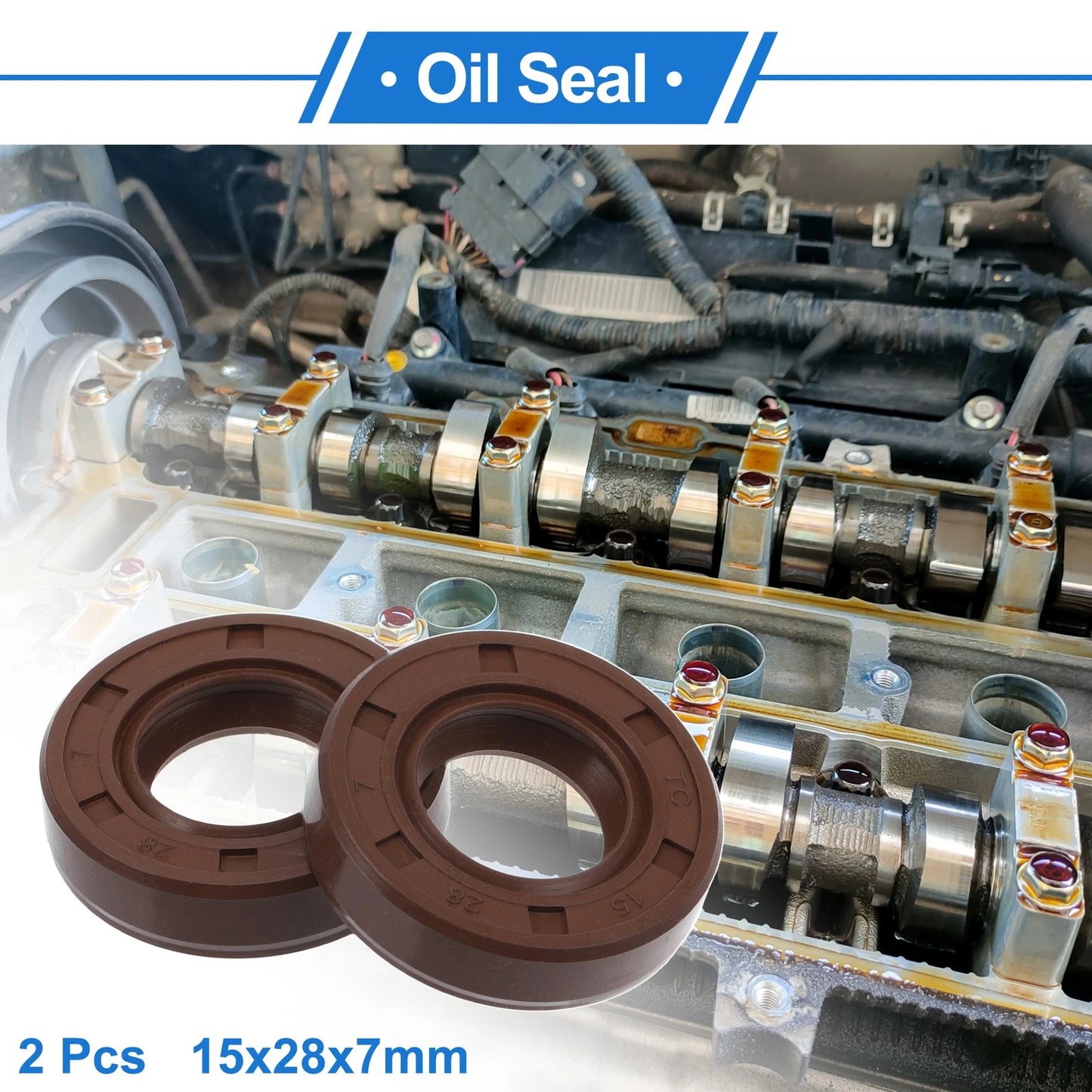 Oil seal rotary shaft seal FKM 15x28x7mm Brown 2 x for MakeModel