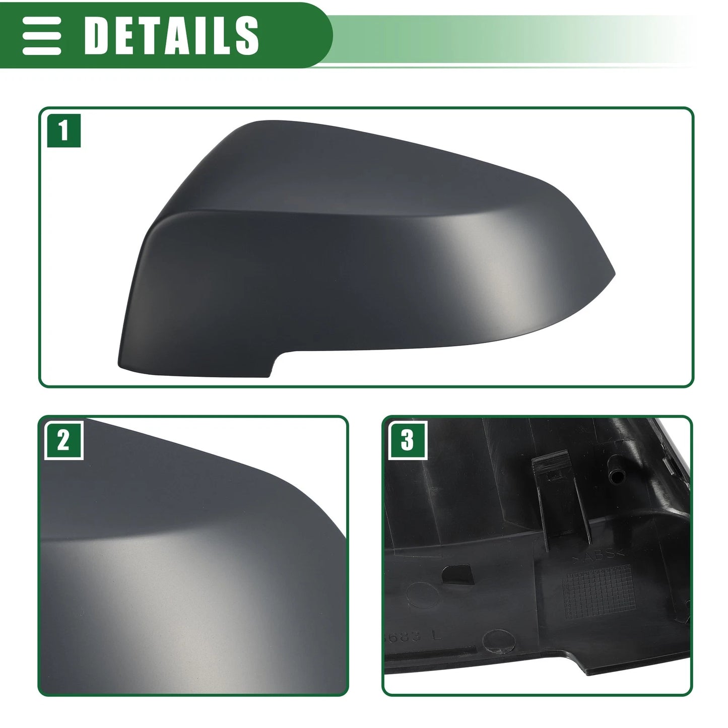 Pair Left Right Rearview Mirror Covers for BMW 528i Deep Gray (2011-2016)