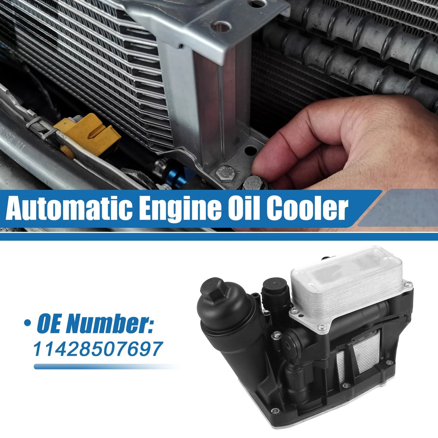 Engine Oil Cooler for BMW X1 X3 (2011-2023) - Automatic, Silver Tone, Black