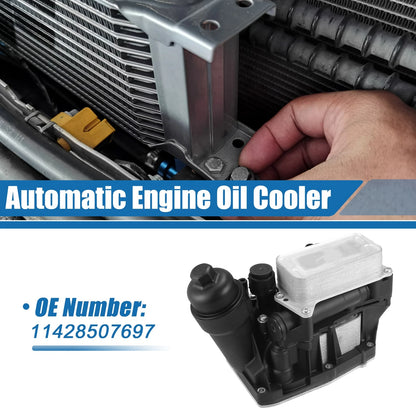 Engine Oil Cooler for BMW X1 X3 (2011-2023) - Automatic, Silver Tone, Black