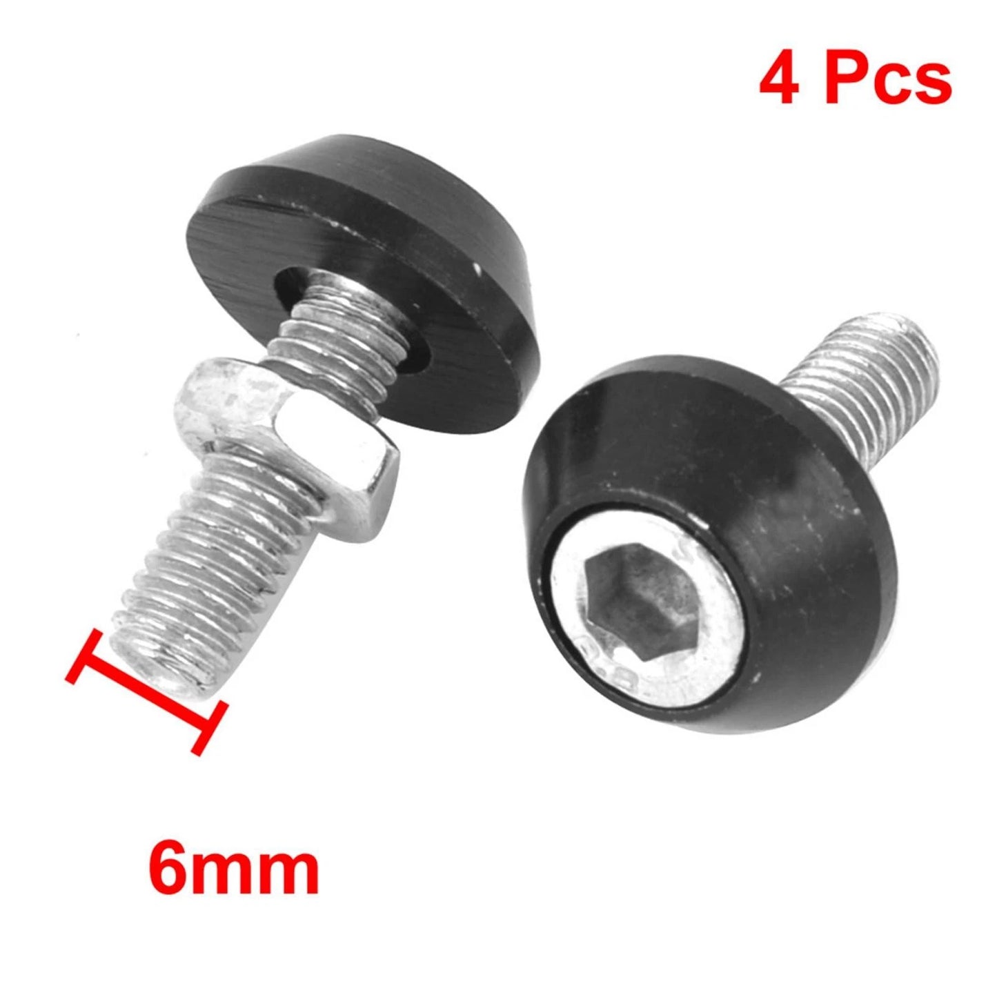 4 x Plate Bolts Screws Silver Tone Black Hex Head Fixing for Motorcycle Car