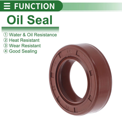 Oil Seal Rotary Shaft Seal FKM Rubber 25x42x12mm Brown 5 pcs