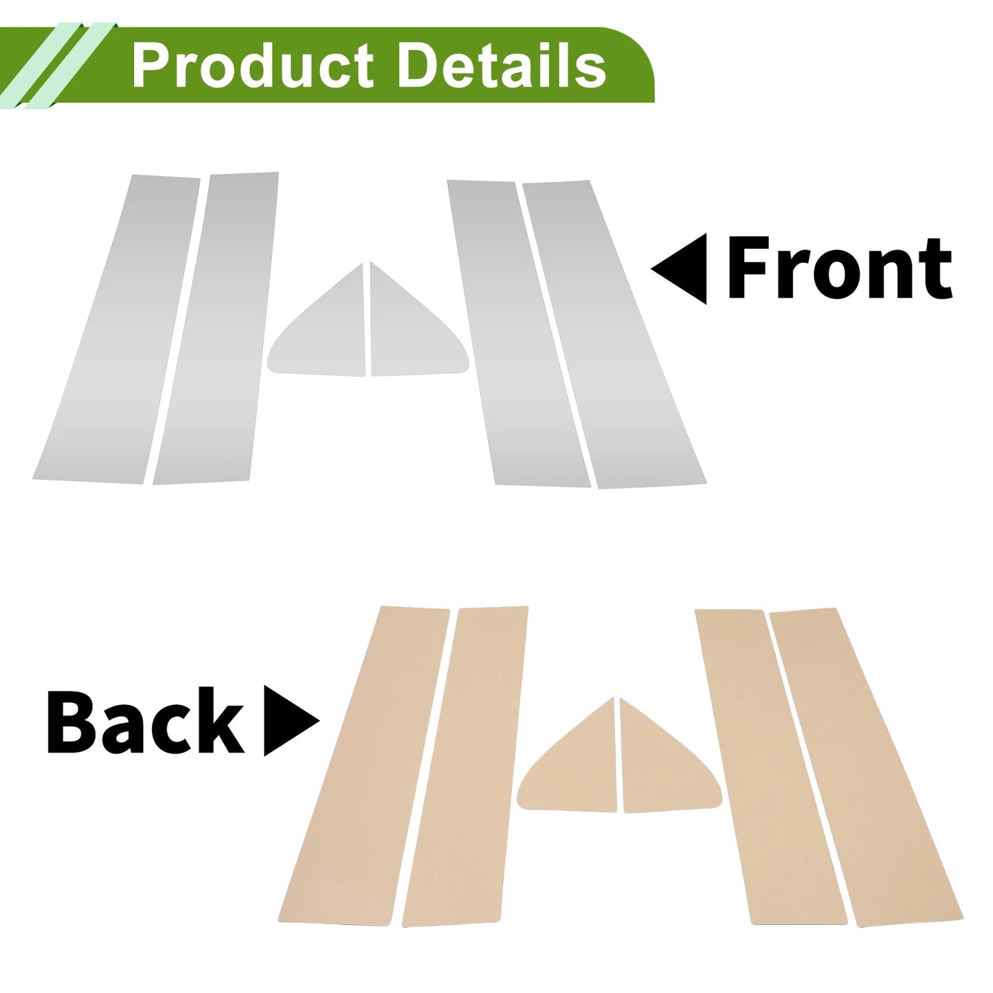 6 Pcs Door Pillar Window Trim for Chevy Silverado (2019 - 2024) Silver Tone