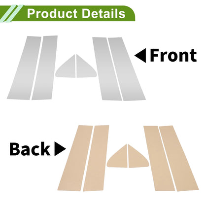 6 Pcs Door Pillar Window Trim for Chevy Silverado (2019 - 2024) Silver Tone
