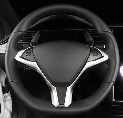 ABS Chrome Steering Wheel Frame Cover Trim for Tesla Model X (2017-2023)