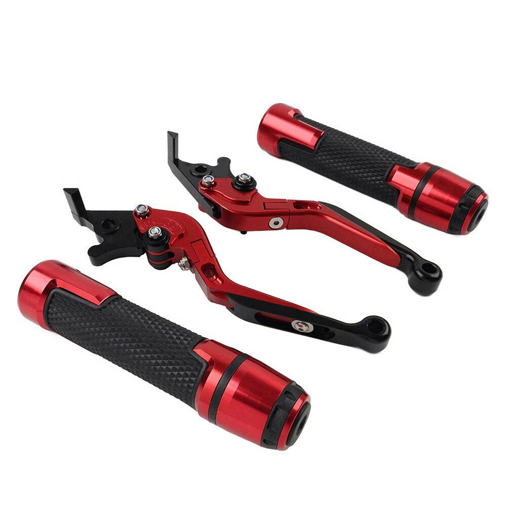 Red Extendable Brake Clutch Levers Grip Set for Kawasaki ZX6R (2005-2023)