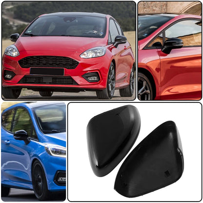Driver & Passenger Side Mirror Cover Caps Gloss Black for Ford Fiesta (2018-2024)