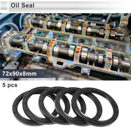 Oil Seal Rotary Shaft Seal Nitrile Rubber 72x90x8mm Black 5 Pcs