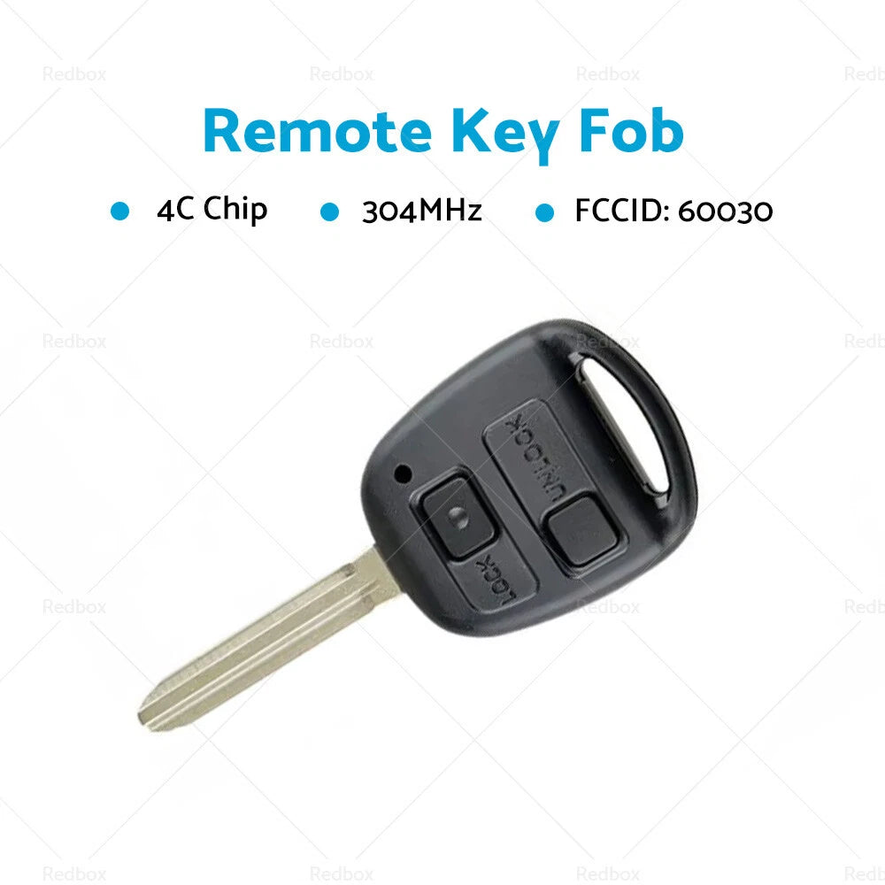 Remote Car Key Fob for Toyota Corolla, RAV4, Tarago, Avensis, Verso
