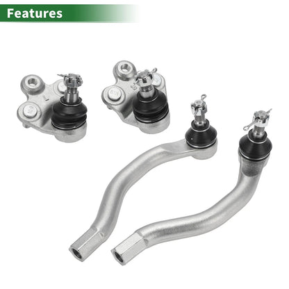 4 Pcs Front Suspension Kit Outer Tie Rod Ends Lower Ball Joint for Honda Civic (2006-2011)