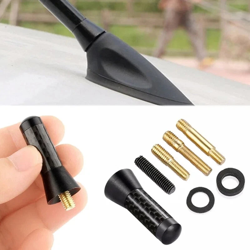 Carbon Fiber 1.4in Antenna for Universal Car Radio FM - Black