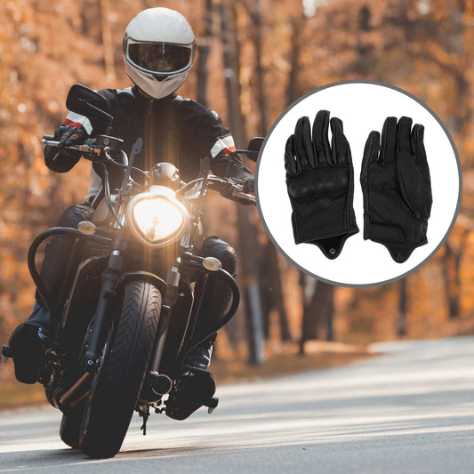 1 Pair XXL Gloves Full Finger Breathable Leather Black Motorcycle for Bike