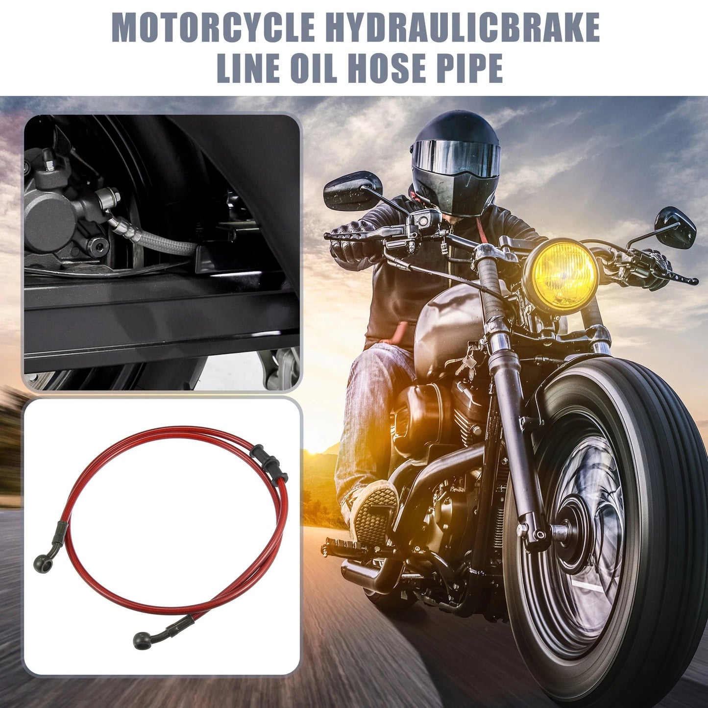 120cm 10mm Motorcycle Hydraulic Brake Line Oil Hose Pipe 28 Degree Red